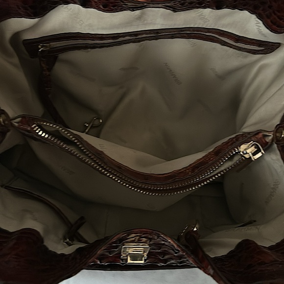 Brahmin Luxurious Brown Crocodile Skin Imprint Leather Elisa Handbag Purse 🌺🌺 - Picture 12 of 15